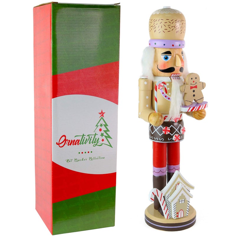 Ornativity Gingerbread Chef Nutcracker - Wooden Ginger Bread Man Cookie Theme Baker Christmas Nutcracker Xmas Figure Holiday Decoration 14" - Image 5
